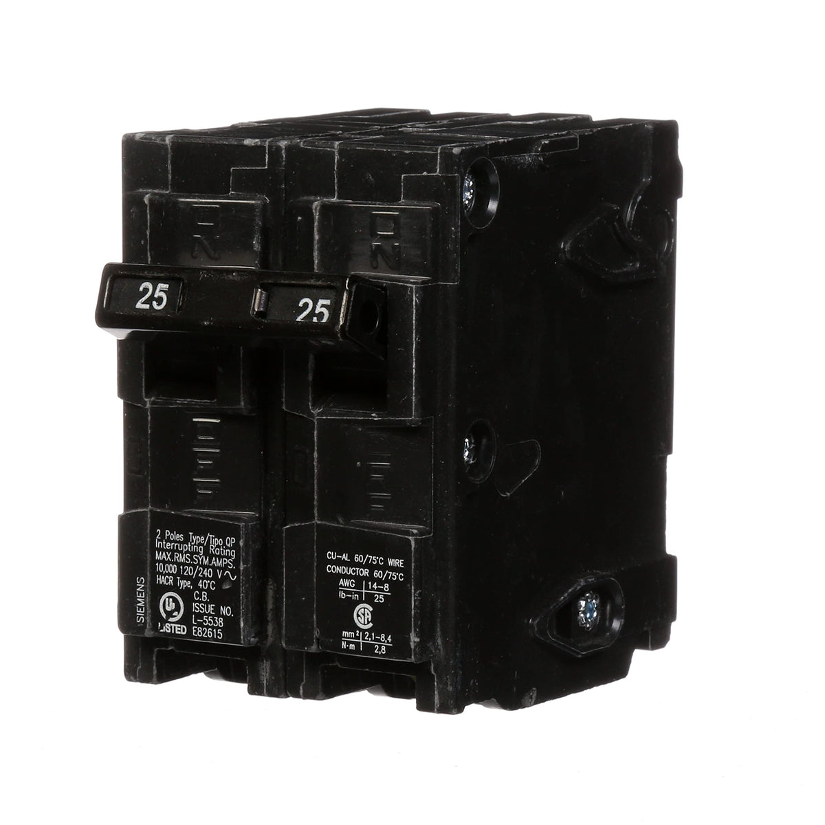 Siemens Q225 25-Amp Double Pole QP Circuit Breaker – 240V, 10,000 AIC