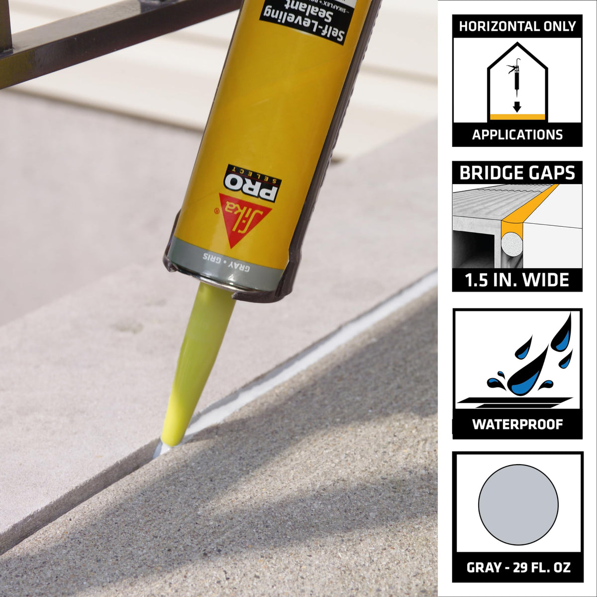 Sikaflex Self-Leveling Sealant Gray – 29 fl oz Cartridge (12 Pack) | Fast-Curing PU Concrete Joint Sealant