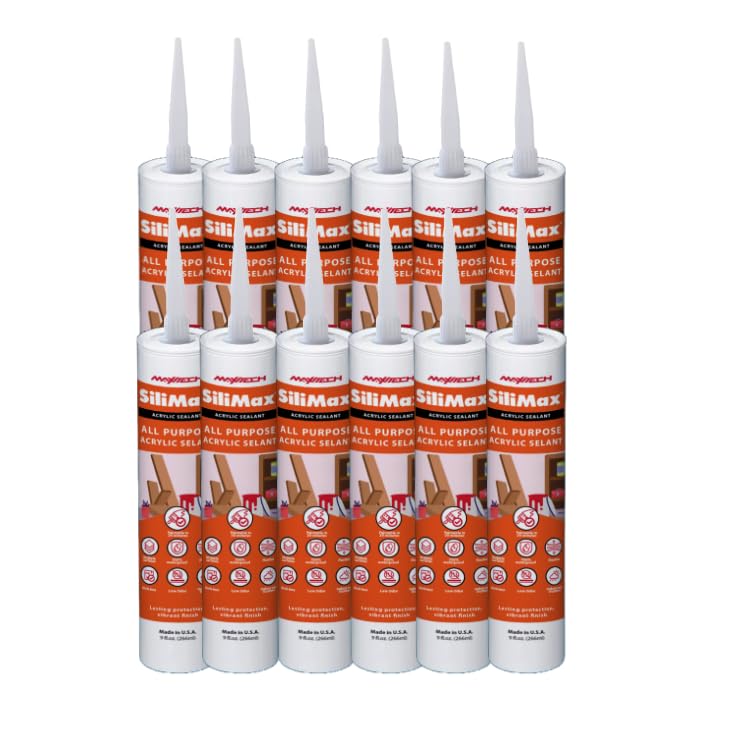 SILIMAX Painter's Caulk – Paintable White Latex Caulk, 9.5 fl oz, 12-Pack