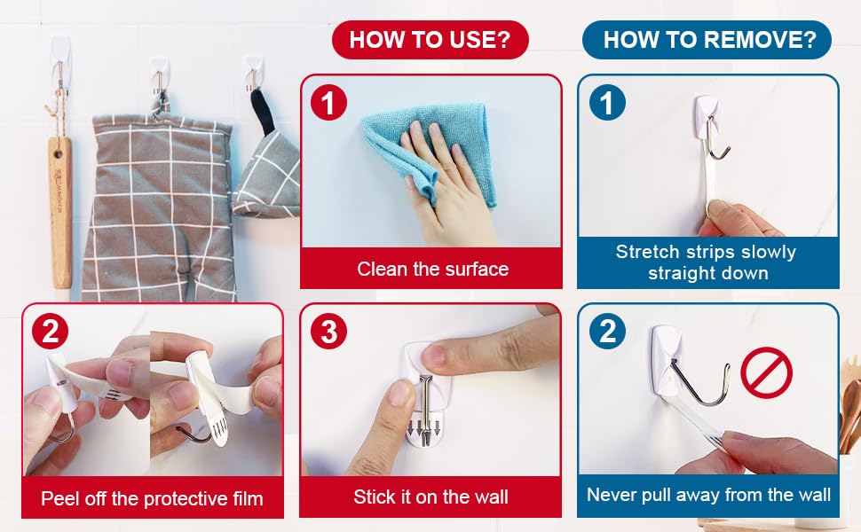 Sinfuo 24 Hooks Variety Pack – Heavy-Duty Adhesive Wall Hooks with Strips