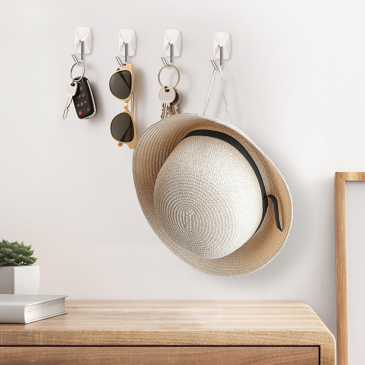 Sinfuo 24 Hooks Variety Pack – Heavy-Duty Adhesive Wall Hooks with Strips