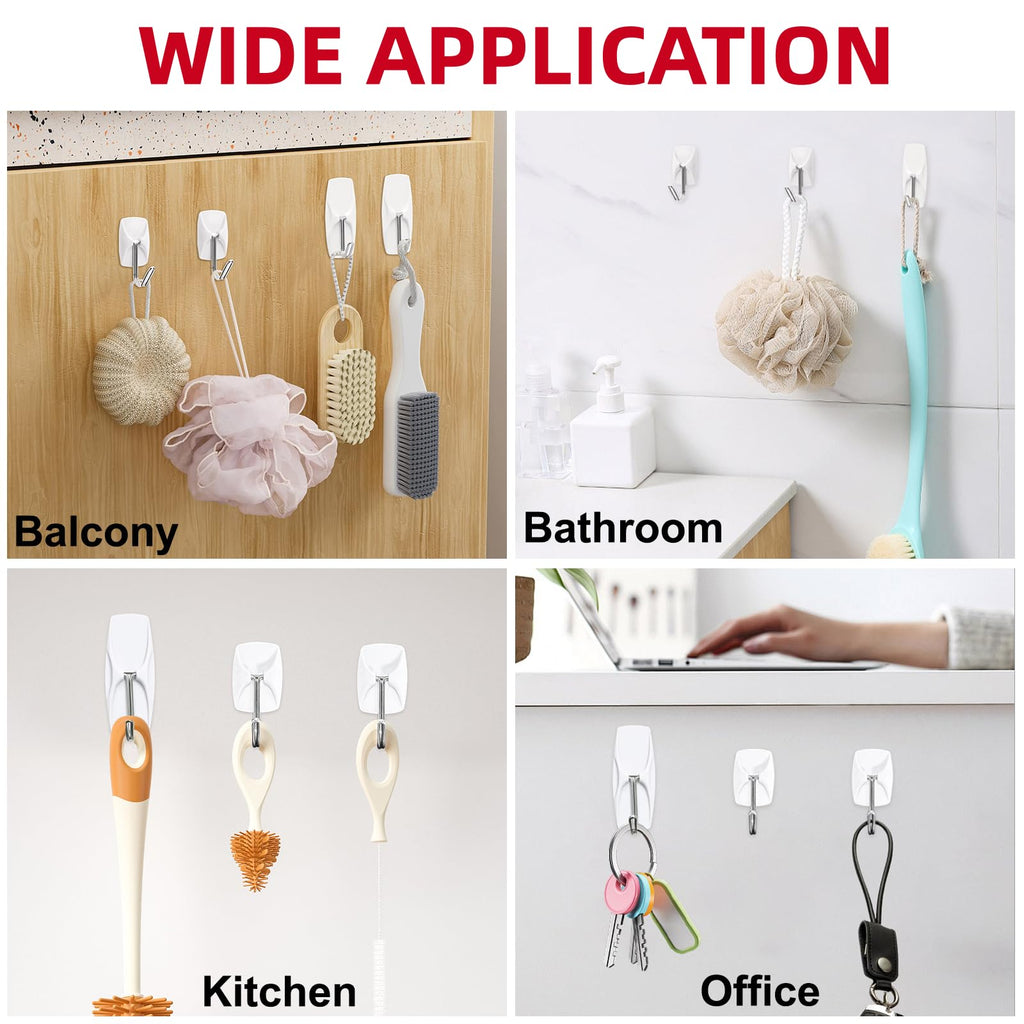 Sinfuo 24 Hooks Variety Pack – Heavy-Duty Adhesive Wall Hooks with Strips