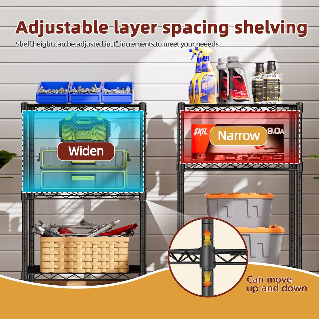 SINGAYE 3-Tier Small Wire Shelves – Adjustable Metal Shelving Unit for Kitchen, Pantry & More