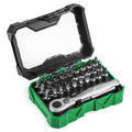 SK 1/4-inch Drive Mini Screwdriver Bit Set with 72-Tooth Reversible Ratchet, 32-Piece, S2 Steel Bits, 2-Inch Extension Bar, Storage Case
