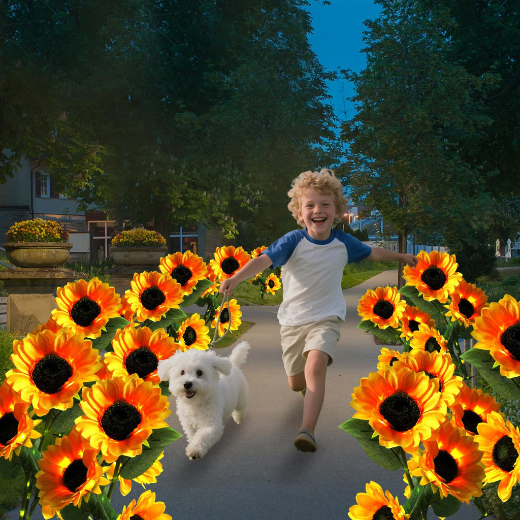 SmileFlowers Sunflower Solar Lights - 40-Hour Outdoor Garden Decor, Waterproof 2-Pack