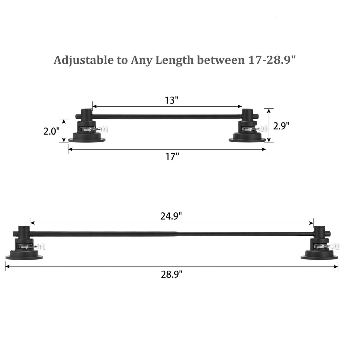 Sneatup Suction Cup Extendable Towel Bar 17-29in – Matte Black