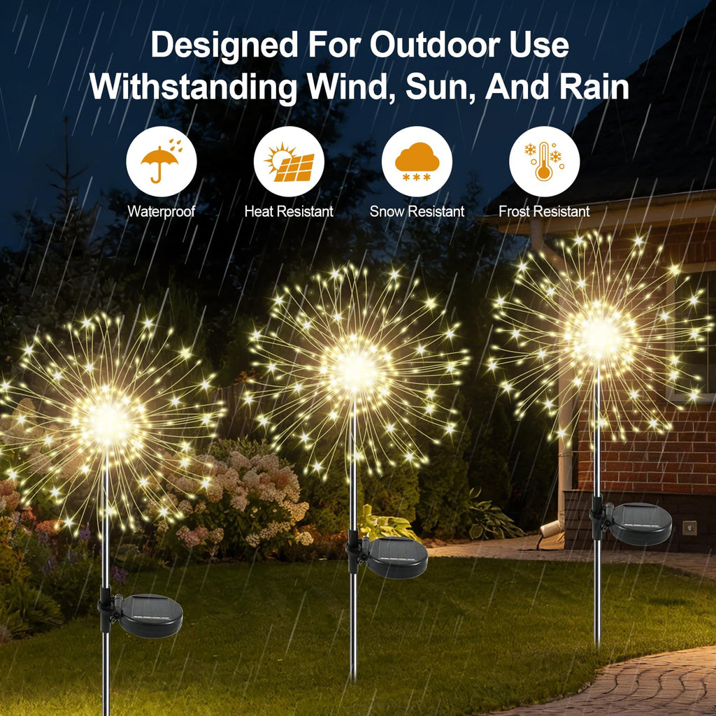 Soomit Solar Garden Lights – 2 Pack, 120 LED Twinkling Firework Outdoor Lights (Warm White)