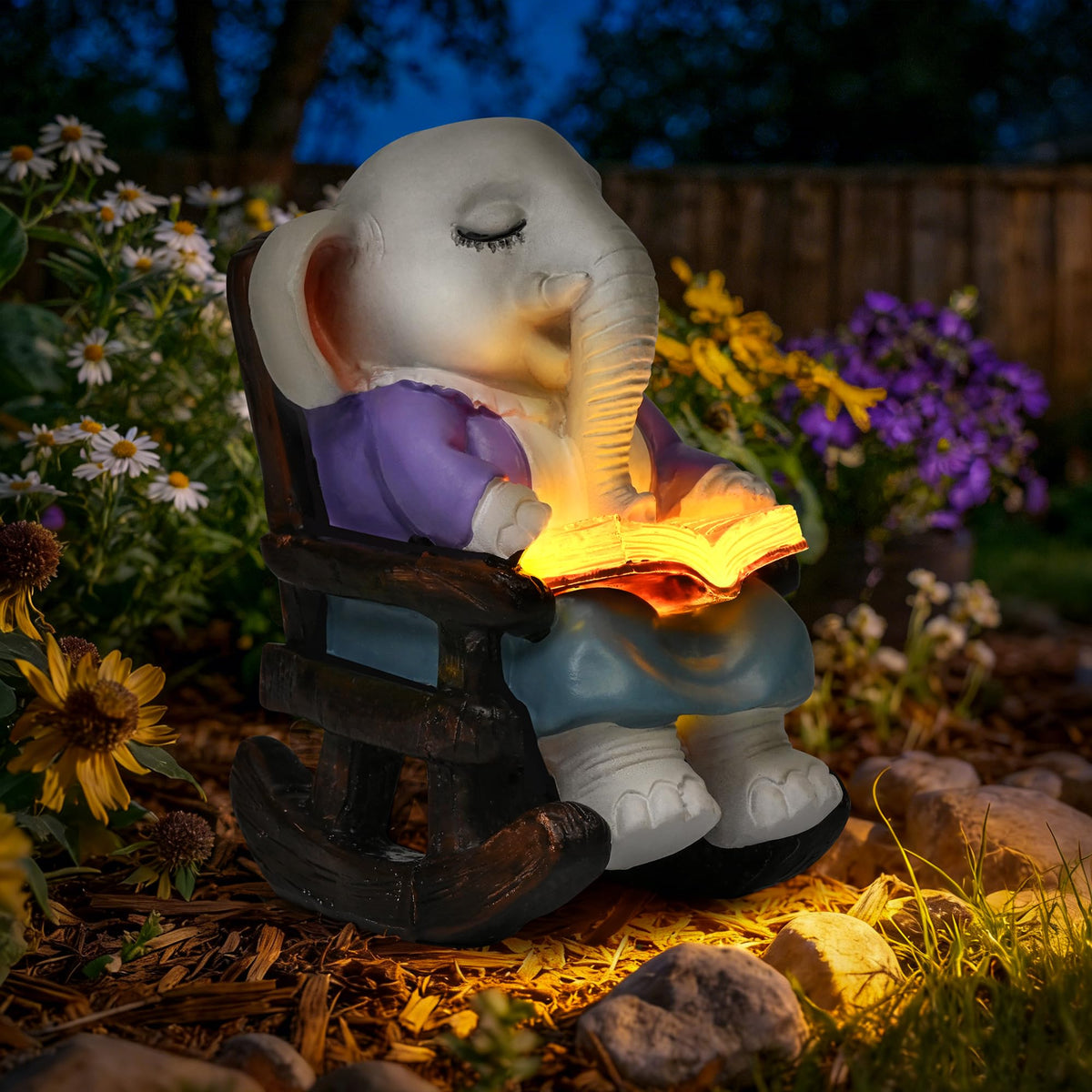 SOWSUN Solar Garden Elephant Statue with LED Light – Outdoor Decor for Patio, Yard & Balcony