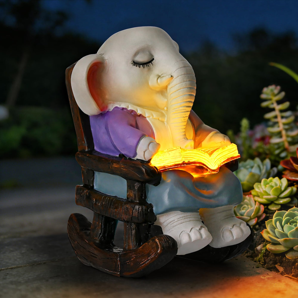 SOWSUN Solar Garden Elephant Statue with LED Light – Outdoor Decor for Patio, Yard & Balcony