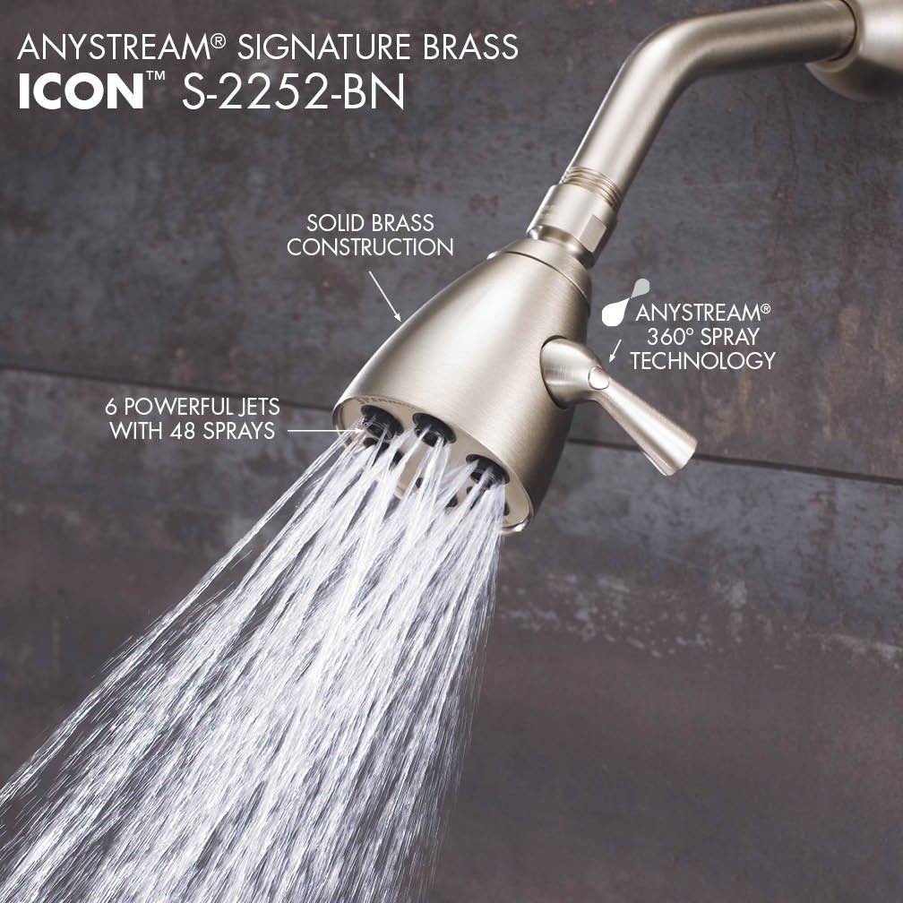 Speakman S-2252-BN Icon Anystream High Pressure Shower Head – Brushed Nickel