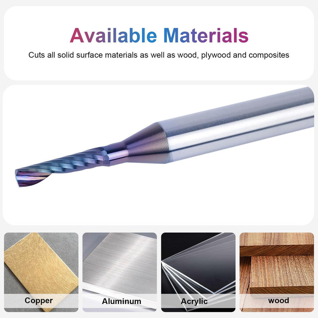 SpeTool Carbide Single-Flute CNC Router Bit 1-8-inch Diameter 1-4-inch Shank TAC Coated O-Flute Upcut
