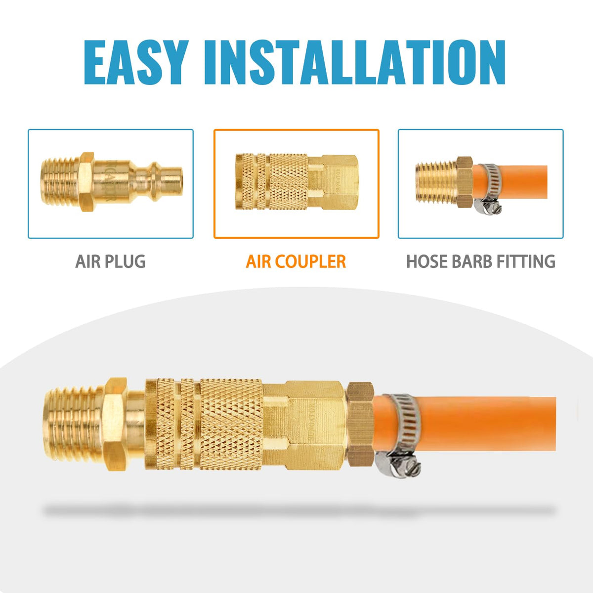 SUNGATOR 1/4-inch Brass NPT Female Air Couplers – 10-Pack Quick Connect Fittings