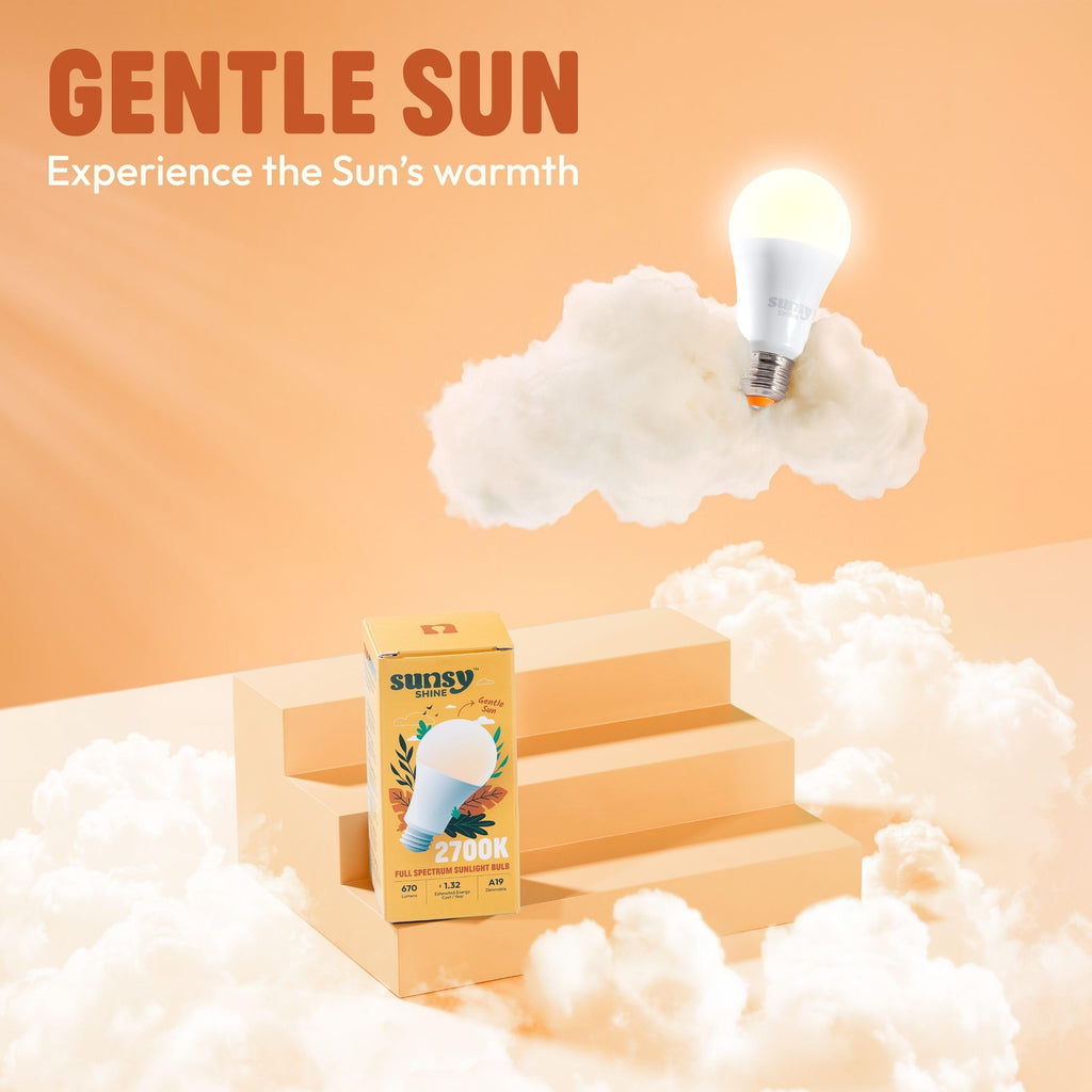 Sunsy Shine - Full-Spectrum Flicker-Free A19 Bulb for Energy, Mood & Circadian Rhythm