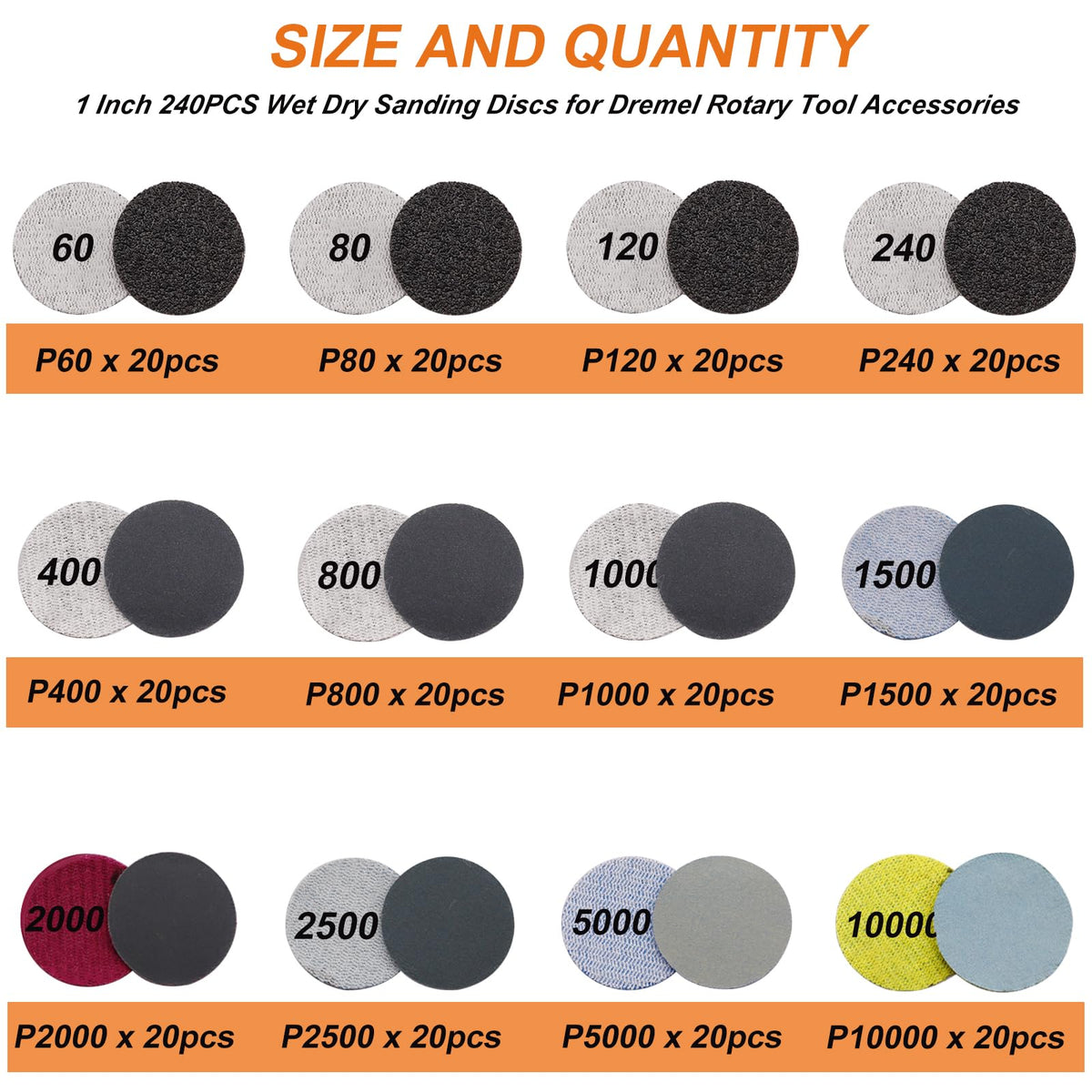 Sunxeke 279PCS 1-Inch Sanding Discs & Drum Kit for Dremel Tools – Wet/Dry Sanding, Polishing, Jewelry Making
