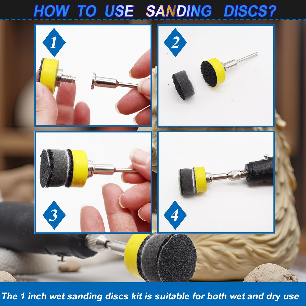 Sunxeke 279PCS 1-Inch Sanding Discs & Drum Kit for Dremel Tools – Wet/Dry Sanding, Polishing, Jewelry Making