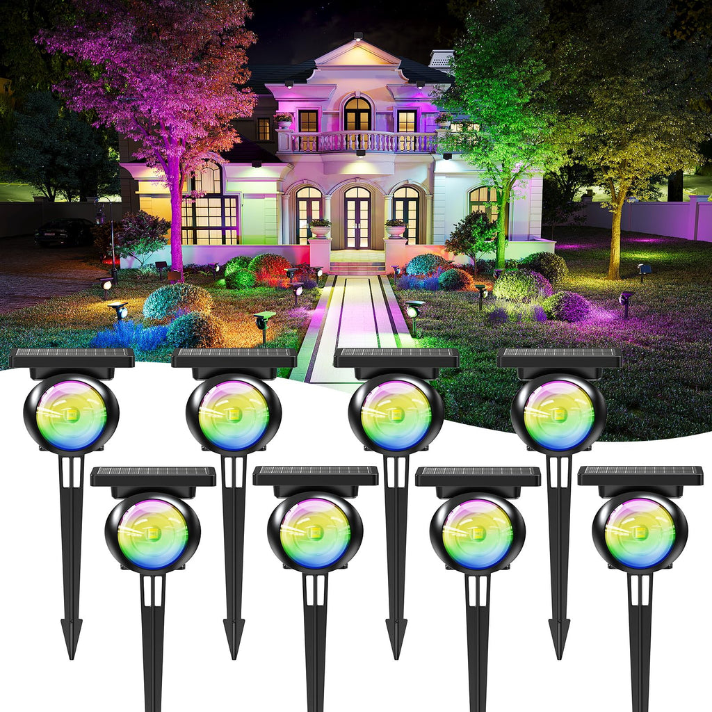 Sunyardlux Monocular Solar Spot Lights RGB+3CCT Outdoor Spotlight (8-Pack)