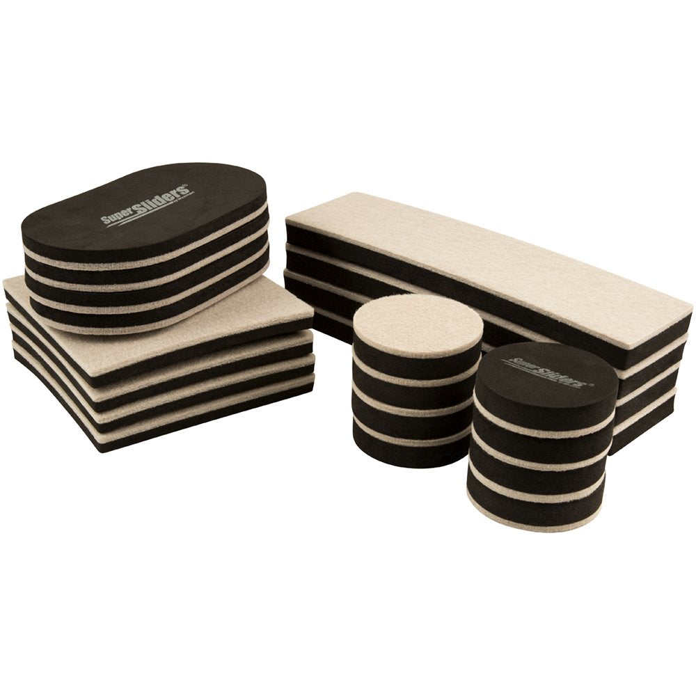 Super Sliders 20-Pack: Assorted Felt Furniture Sliders for Hard Surfaces – Beige