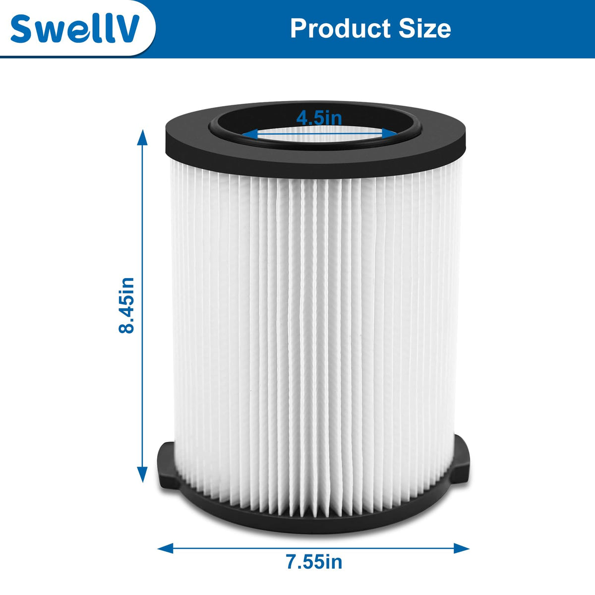 SwellV VF4000 Replacement Filter for Wet/Dry Vacuums | 5-20 Gal, Husky 6-9 Gal Compatible