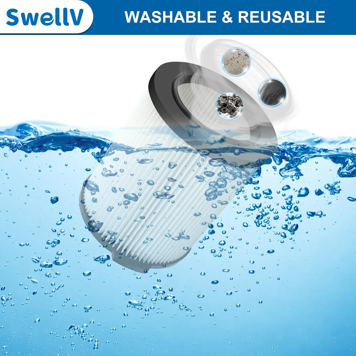 SwellV VF4000 Replacement Filter for Wet/Dry Vacuums | 5-20 Gal, Husky 6-9 Gal Compatible