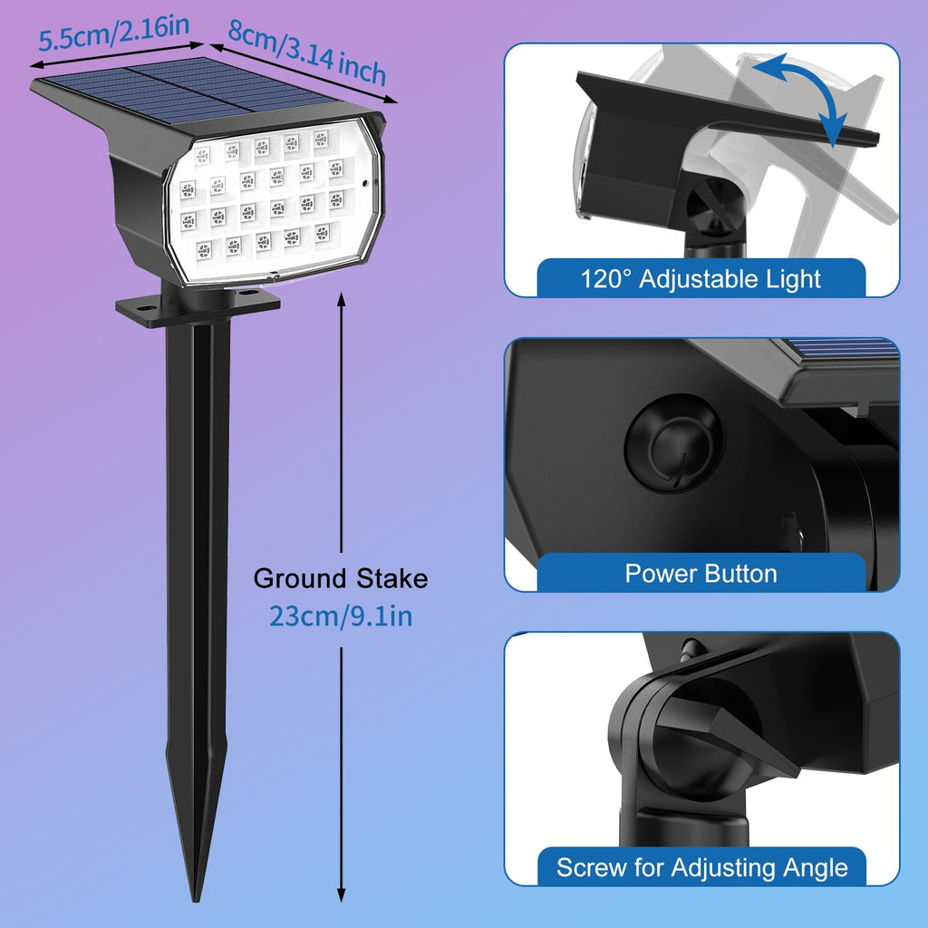 Tadyreal Solar Color Changing Outdoor Spotlight Kit – 10 Pack, 7 Modes, 600LM, IP65 Waterproof