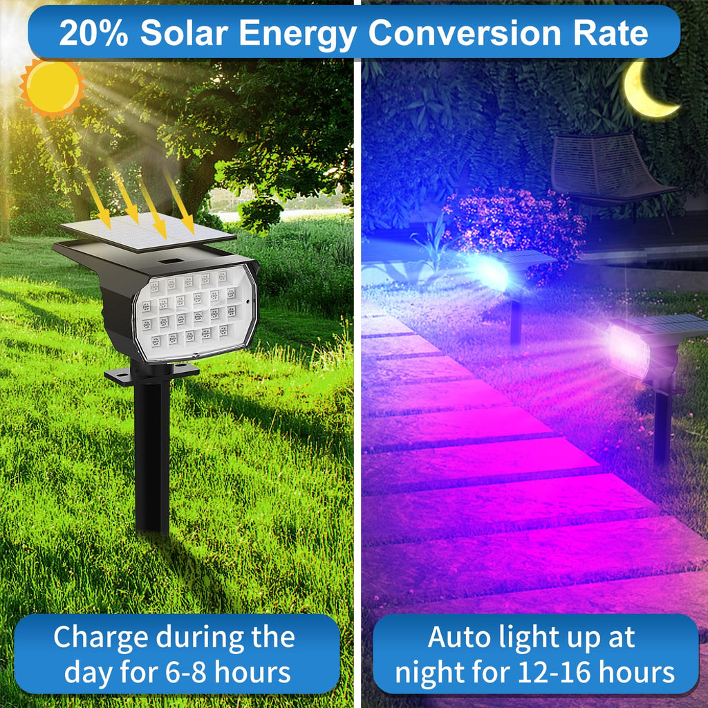 Tadyreal Solar Color Changing Outdoor Spotlight Kit – 10 Pack, 7 Modes, 600LM, IP65 Waterproof
