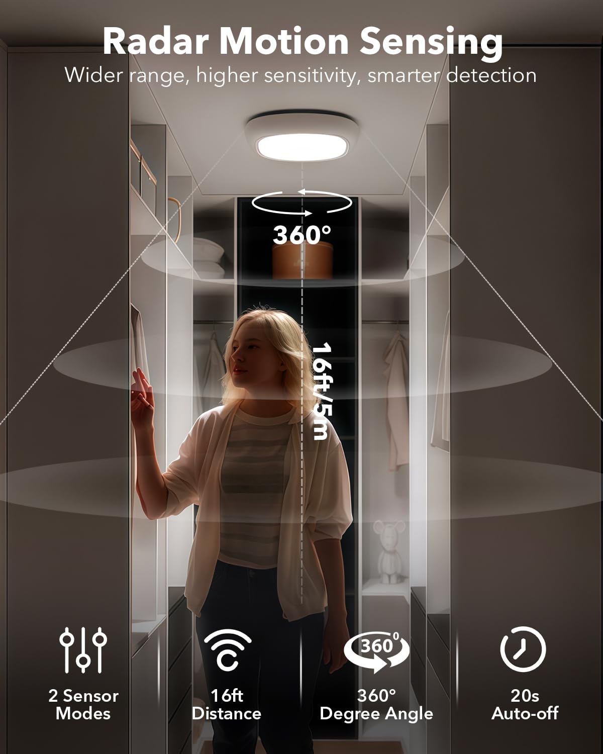 Tedmos Rechargeable Shower Light for Inside Shower – Motion Sensor, Remote, 12000mAh