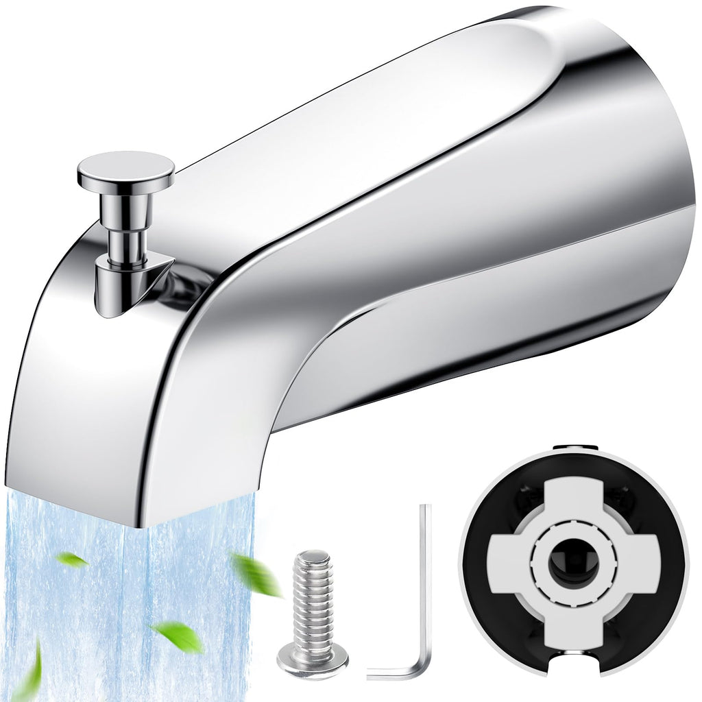 TEVIORA Tub Spout with Pull-Down Diverter – Slip-Fit 1/2" Copper, Easy DIY Install, Chrome