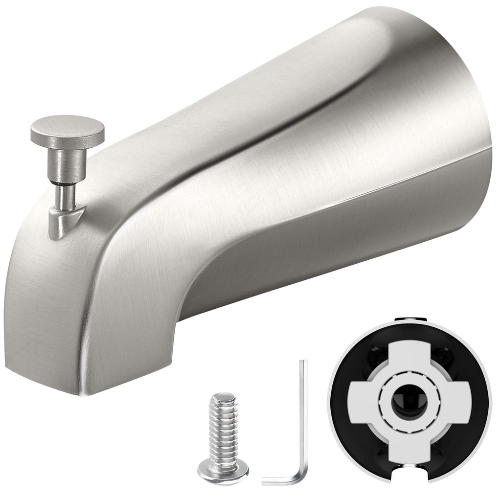 TEVIORA Tub Spout with Pull-Down Diverter – Slip-Fit 1/2-Inch Copper, Brushed Nickel