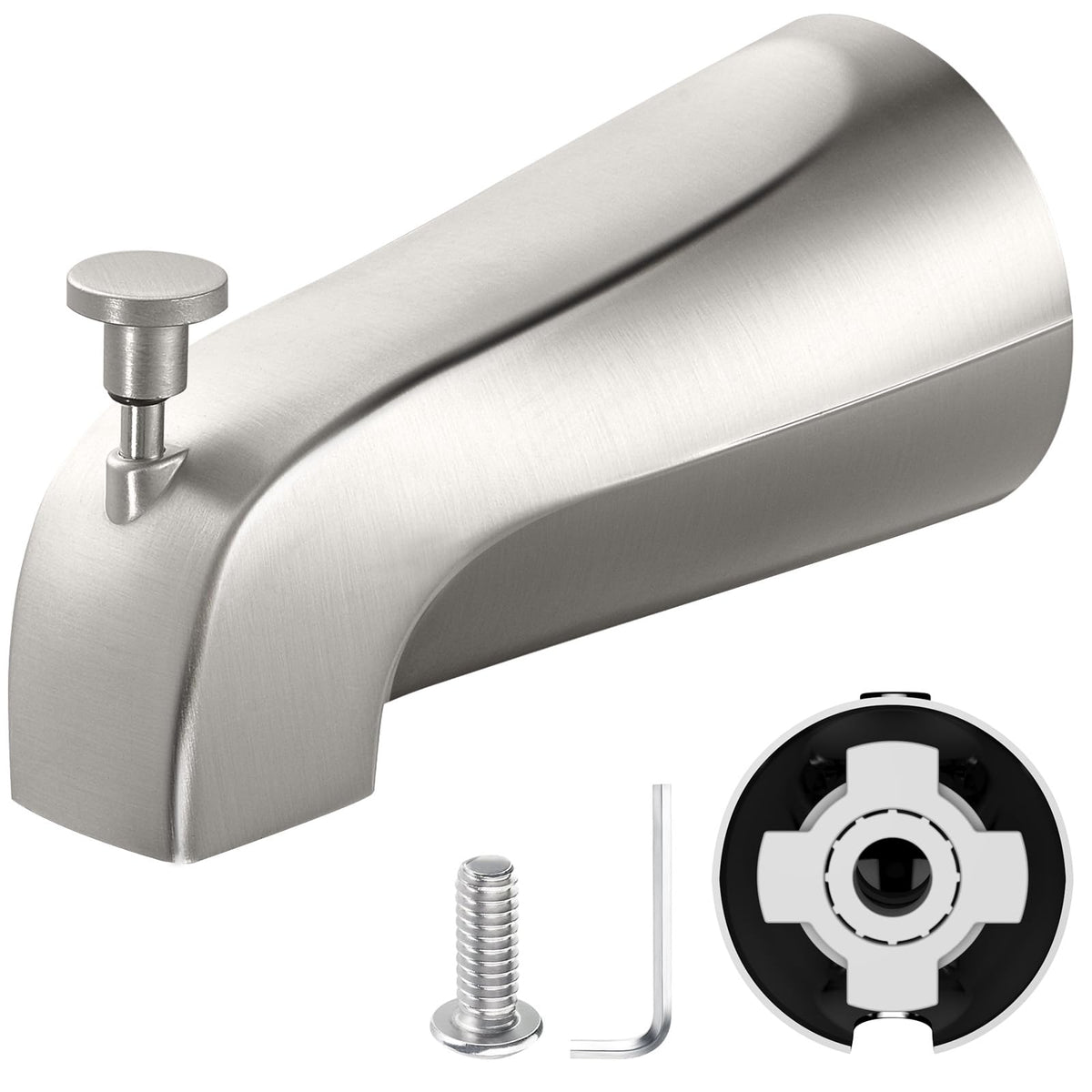 TEVIORA Tub Spout with Pull-Down Diverter – Slip-Fit 1/2-Inch Copper, Brushed Nickel