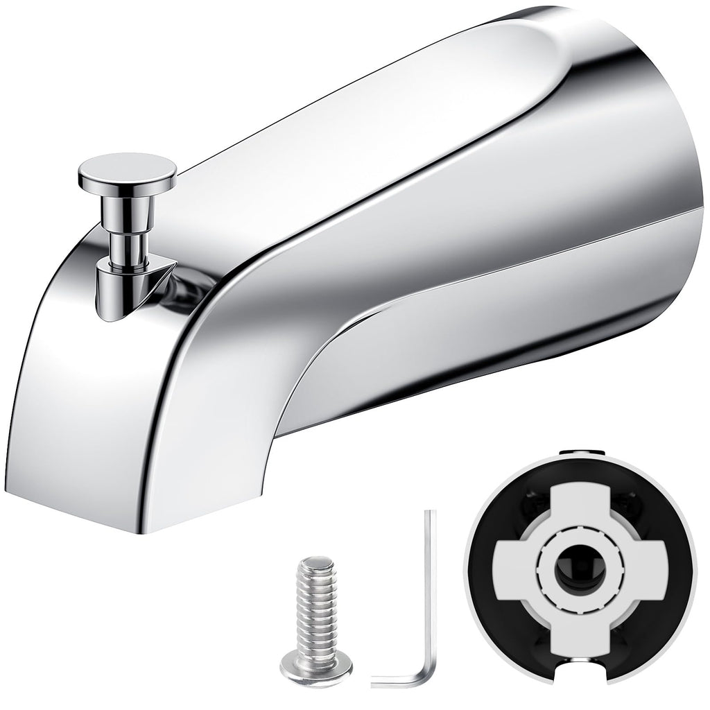 TEVIORA Tub Spout with Pull-Down Diverter – Slip-Fit 1/2" Copper, Easy DIY Install, Chrome
