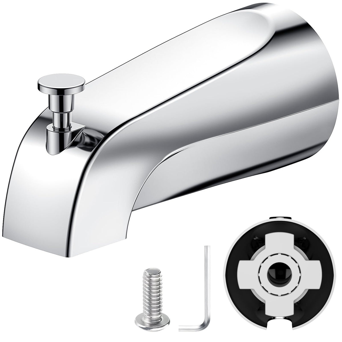 TEVIORA Tub Spout with Pull-Down Diverter – Slip-Fit 1/2" Copper, Easy DIY Install, Chrome