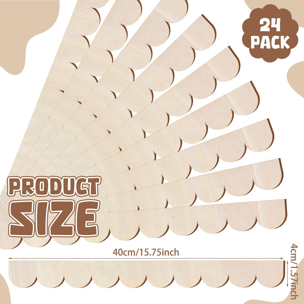 Threehoney 24-Pack Unfinished Scalloped Wood Trim — 15.75 x 1.57 in DIY Molding