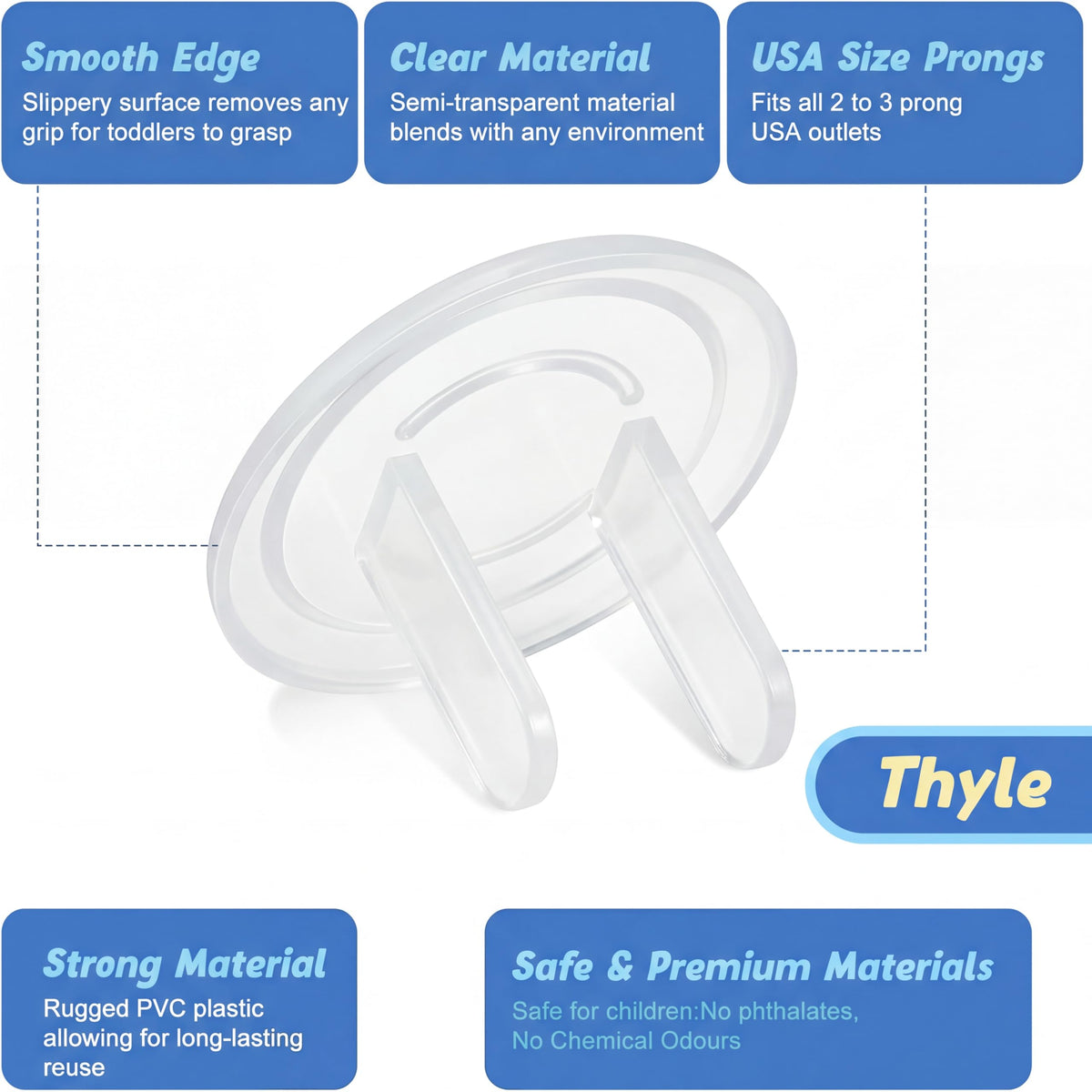 Thyle 200 Pcs Outlet Covers Bulk – Durable PVC, Easy Install, Kid-Safe Socket Covers for Home & Office
