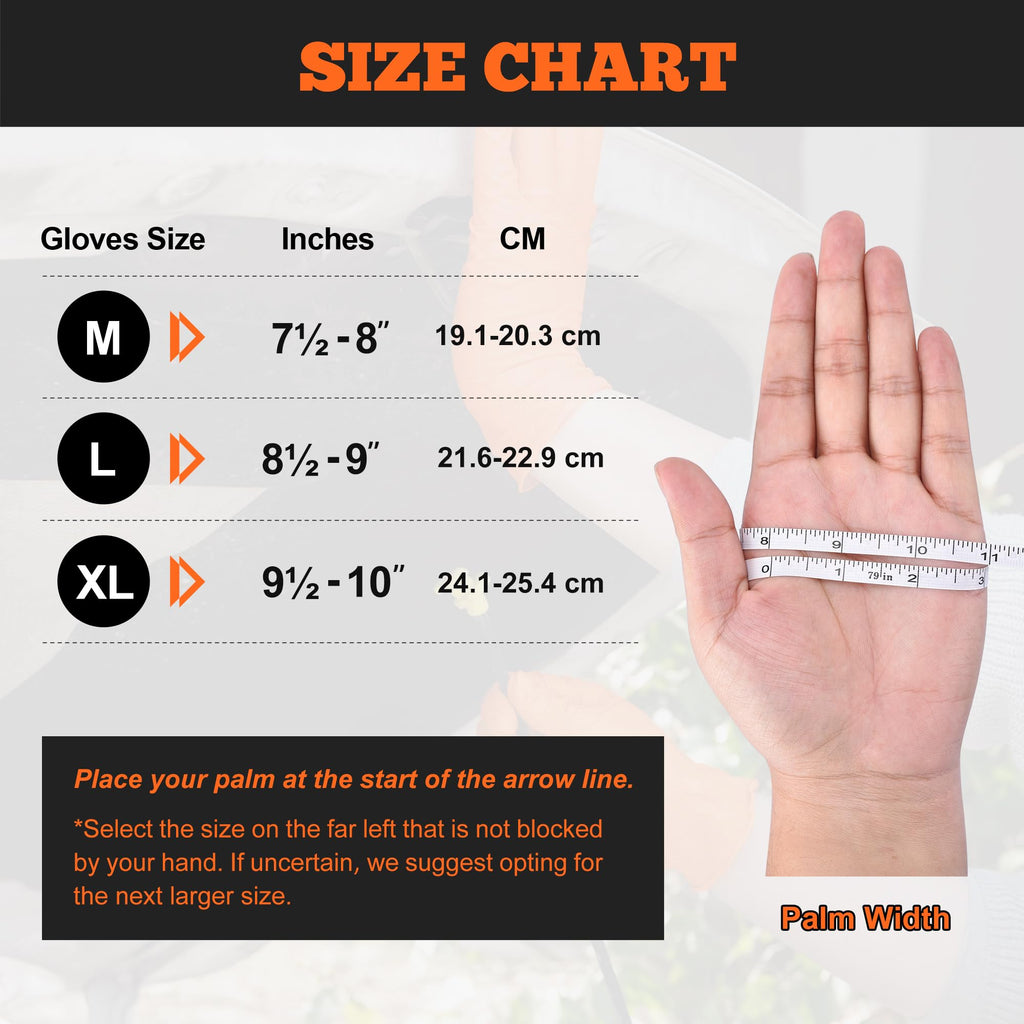 TitanFlex Heavy Duty Orange Nitrile Gloves – 6 Mil, Raised Diamond Texture, Latex-Free, Powder-Free
