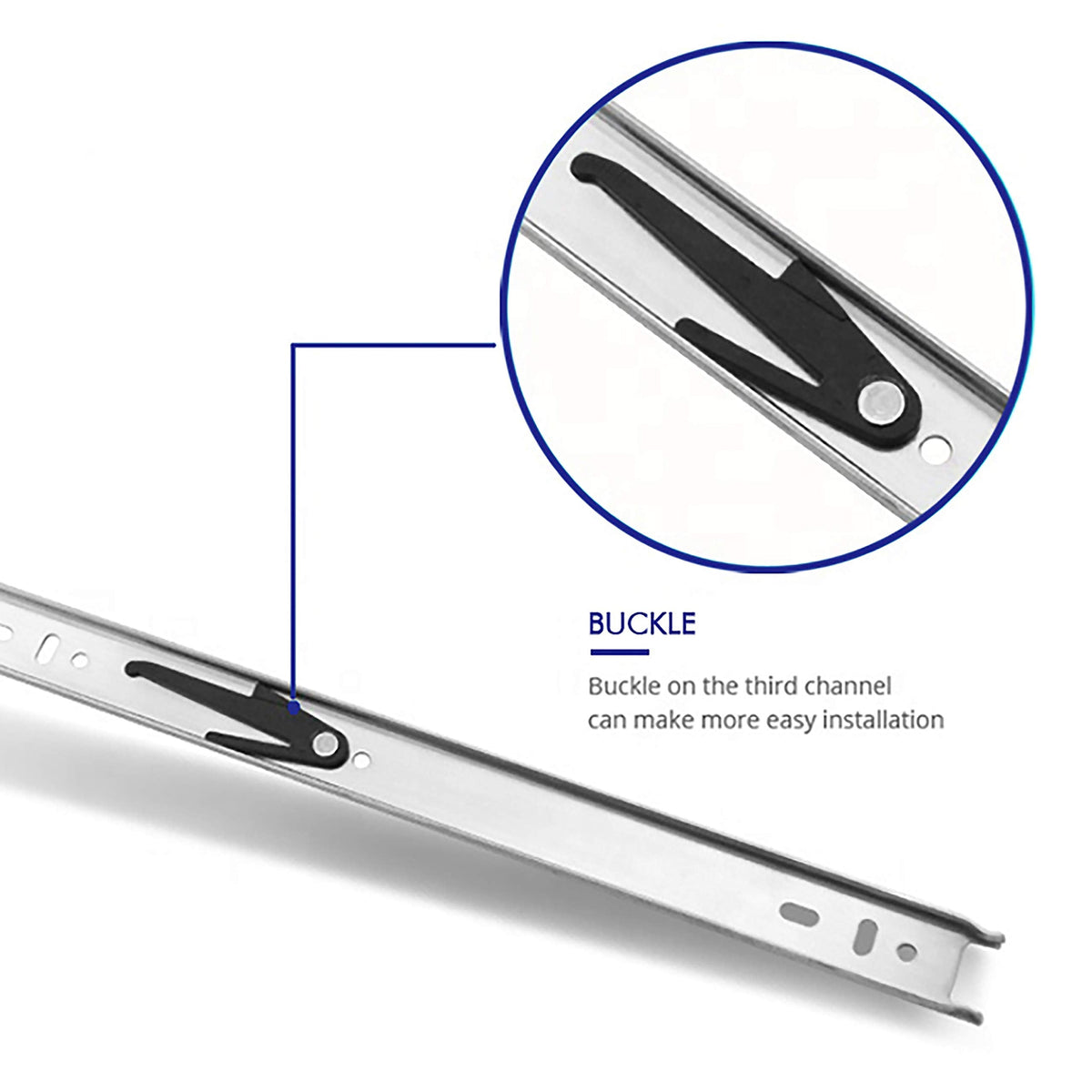 Tobinice 22-Inch Side Mount Drawer Slides, 3-Section Full Extension, 100 lb Capacity (10 Pairs)