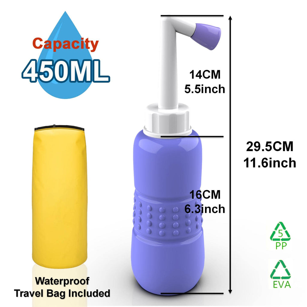 TONELIFE 2 PCS Portable Bidet — 450ml Leakproof Handheld Bottle for Travel