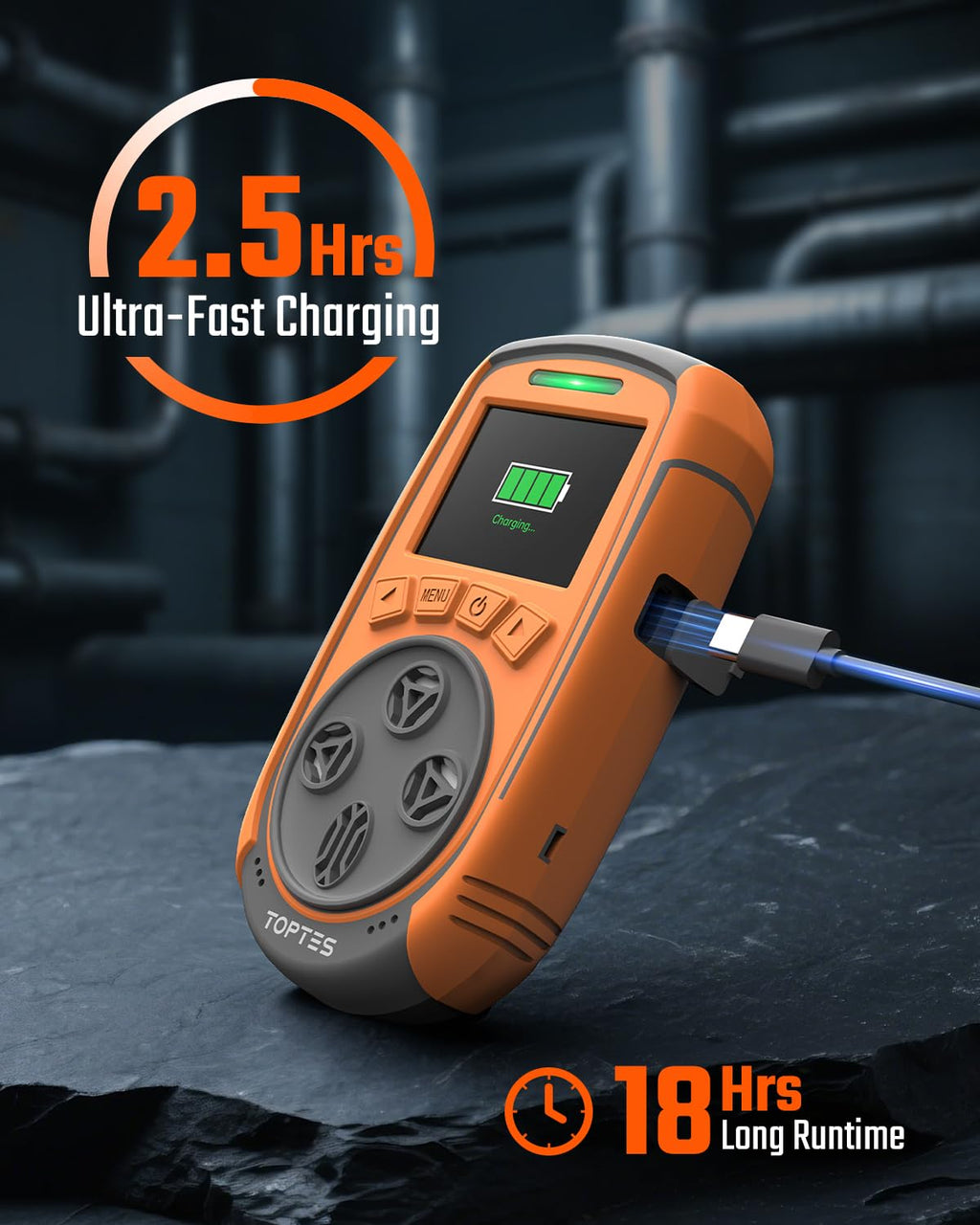 TopTes Guard-863Pro 4-Gas Monitor with TFT Screen, 5-Year O₂ Sensor, USB Data Export