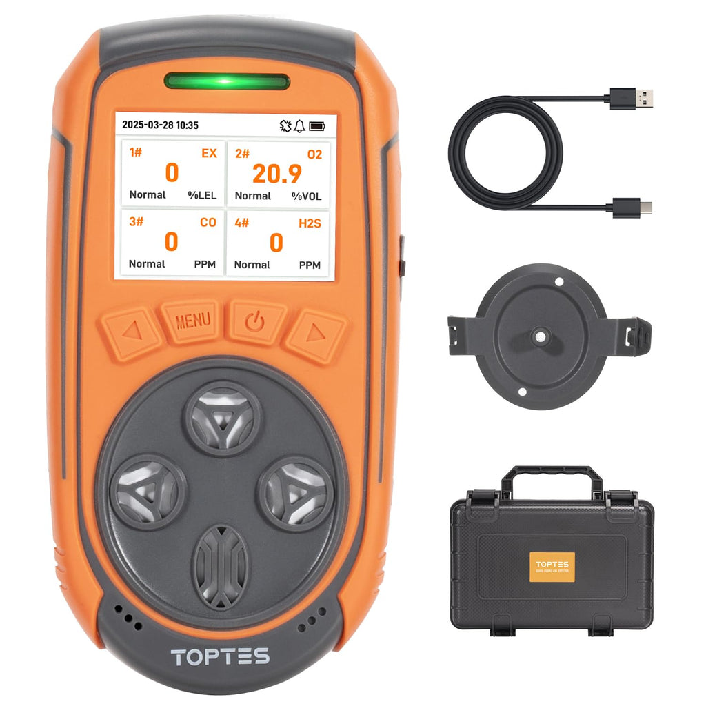 TopTes Guard-863Pro 4-Gas Monitor with TFT Screen, 5-Year O₂ Sensor, USB Data Export