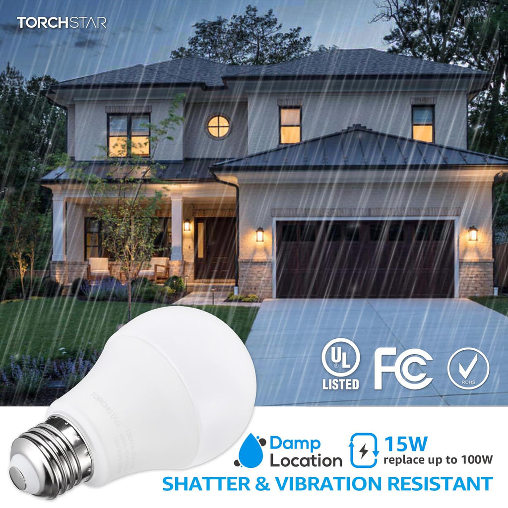 TORCHSTAR 1700LM Universal Garage Door Opener LED Bulb – 15W, 100W Equivalent, E26 Base, 3000K Warm White (Pack of 2)
