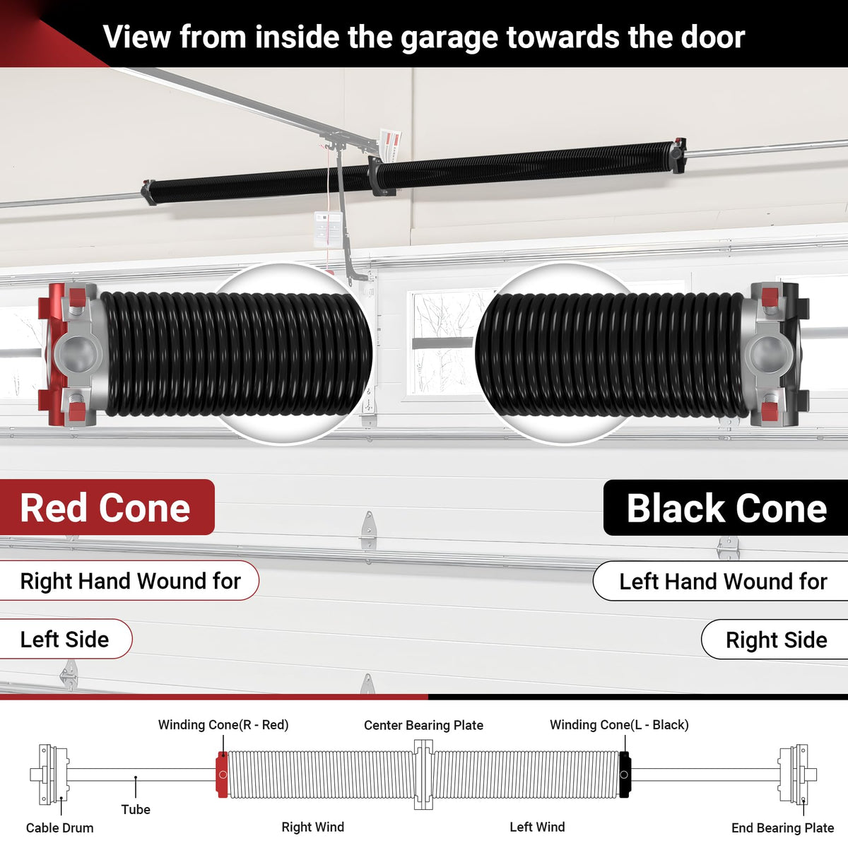 Toriexon Pair Garage Door Springs 0.250 wire x 2in inside x 30in length – Heavy-Duty Torsion, 18k Cycles