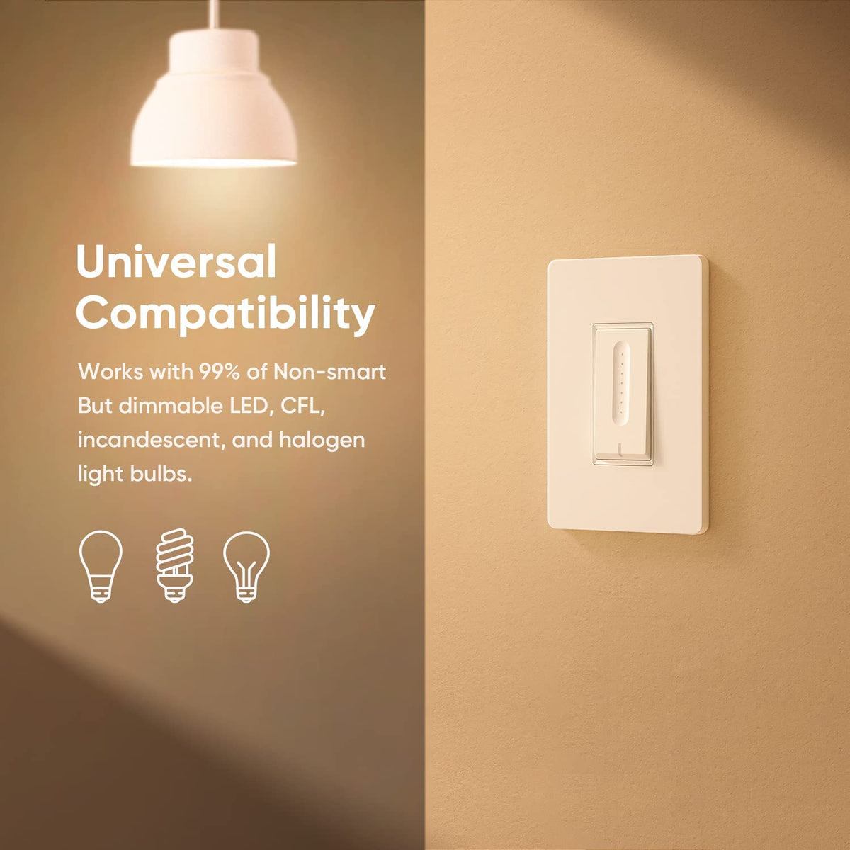 TREATLIFE Smart Dimmer Switch – Single-Pole, 2.4GHz WiFi, Works with Alexa & Google Home
