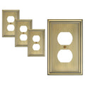 TREEWELL 4-Pack Duplex Outlet Covers – Antique Brass Wall Plates, Durable Zinc Alloy & Easy Installation