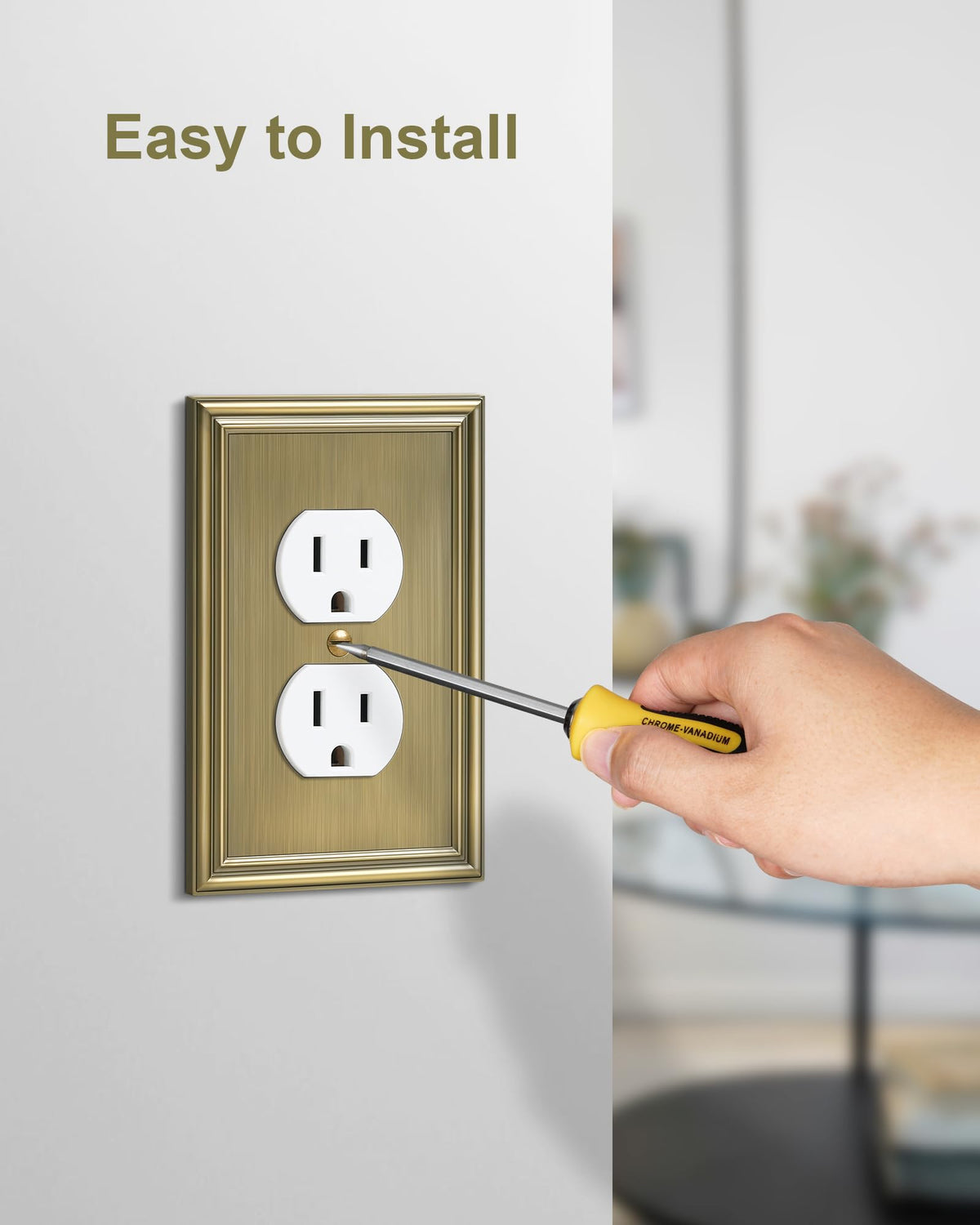 TREEWELL 4-Pack Duplex Outlet Covers – Antique Brass Wall Plates, Durable Zinc Alloy & Easy Installation
