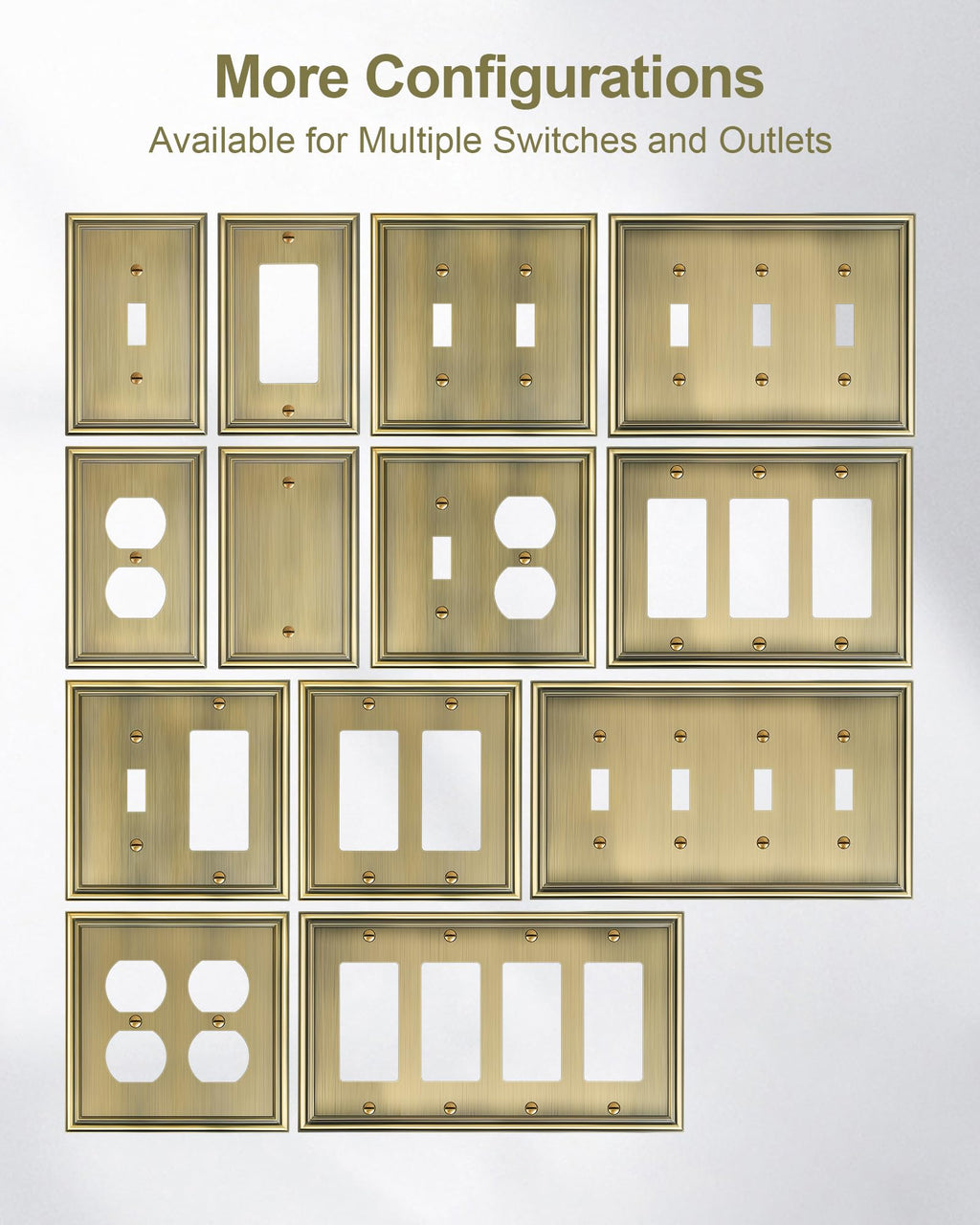 TREEWELL 4-Pack Duplex Outlet Covers – Antique Brass Wall Plates, Durable Zinc Alloy & Easy Installation