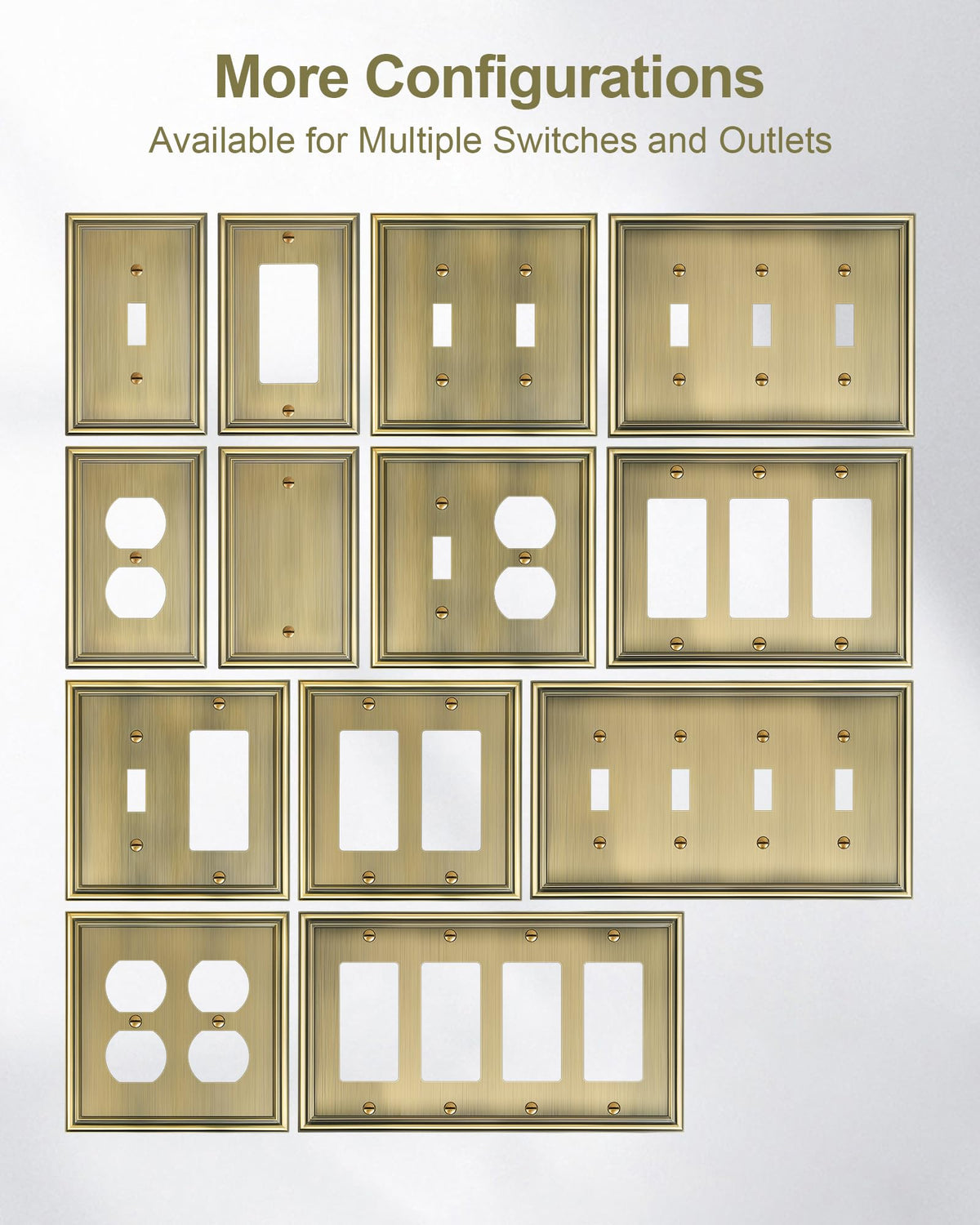 TREEWELL 4-Pack Duplex Outlet Covers – Antique Brass Wall Plates, Durable Zinc Alloy & Easy Installation
