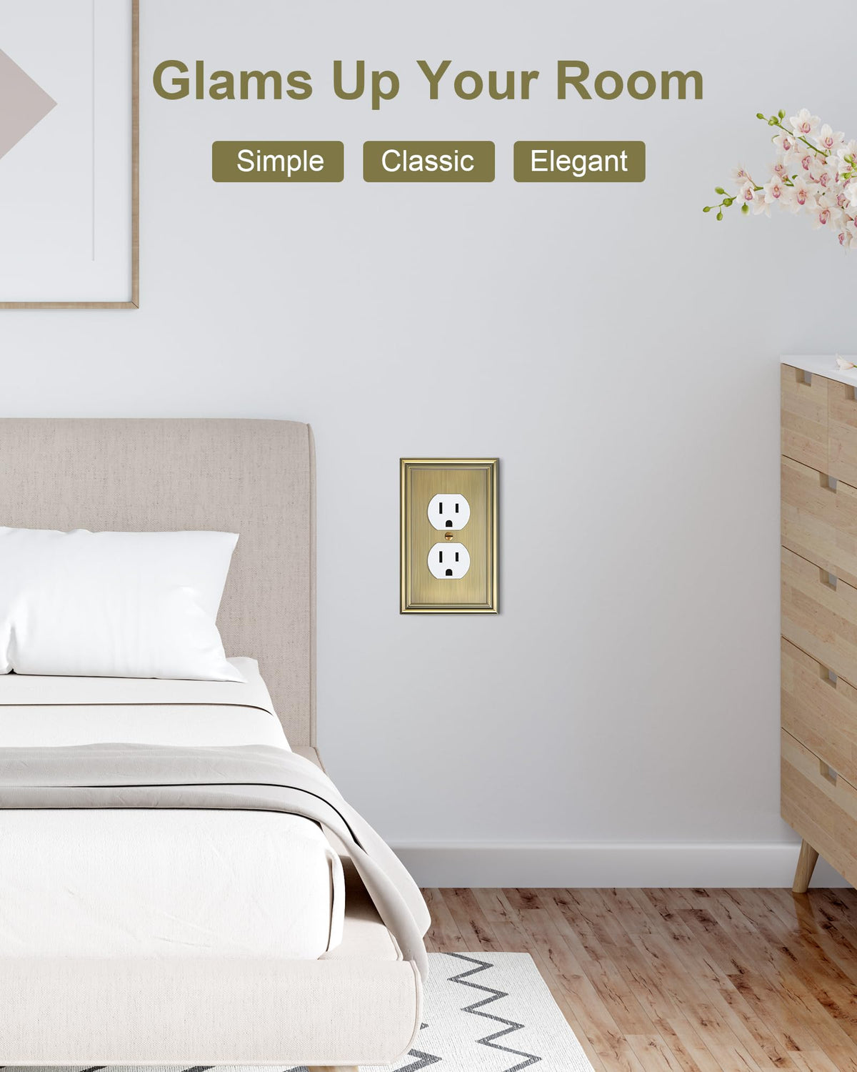 TREEWELL 4-Pack Duplex Outlet Covers – Antique Brass Wall Plates, Durable Zinc Alloy & Easy Installation