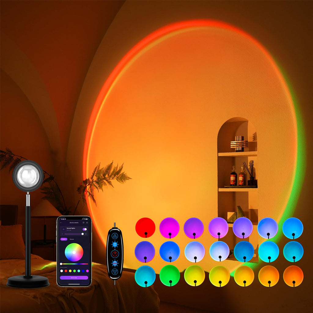 Tsrarey Sunset Lamp Projection — 21 Colors, 180° Rotation, App & Button Control