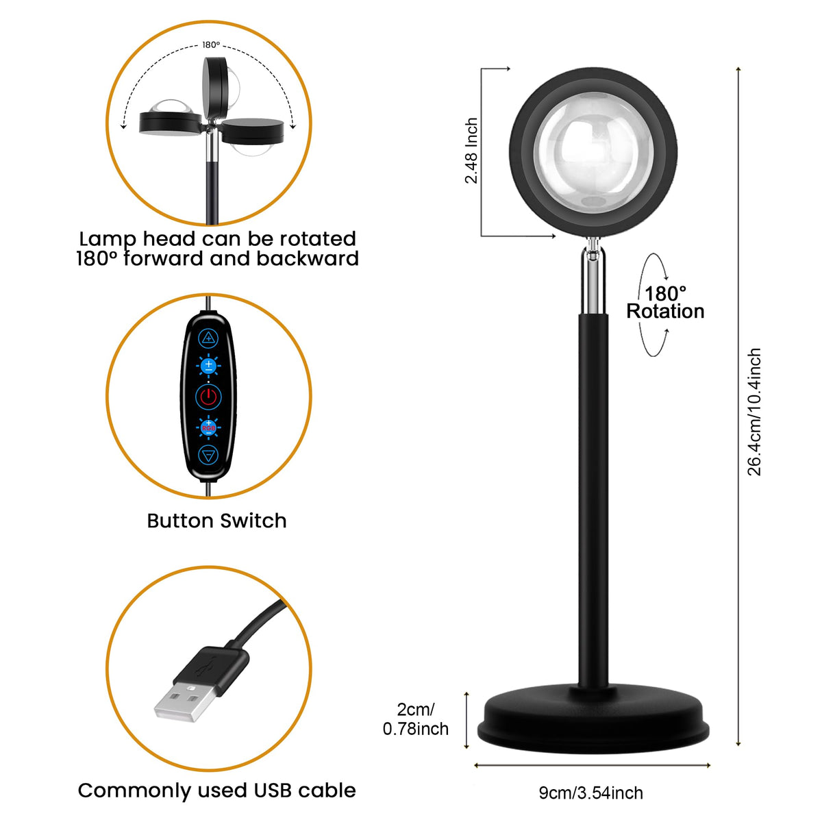 Tsrarey Sunset Lamp Projection — 21 Colors, 180° Rotation, App & Button Control