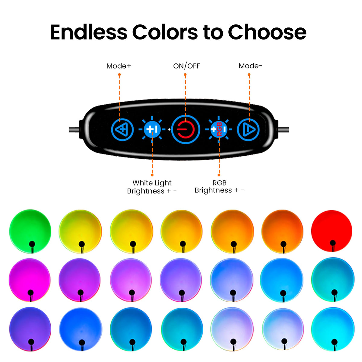 Tsrarey Sunset Lamp Projection — 21 Colors, 180° Rotation, App & Button Control