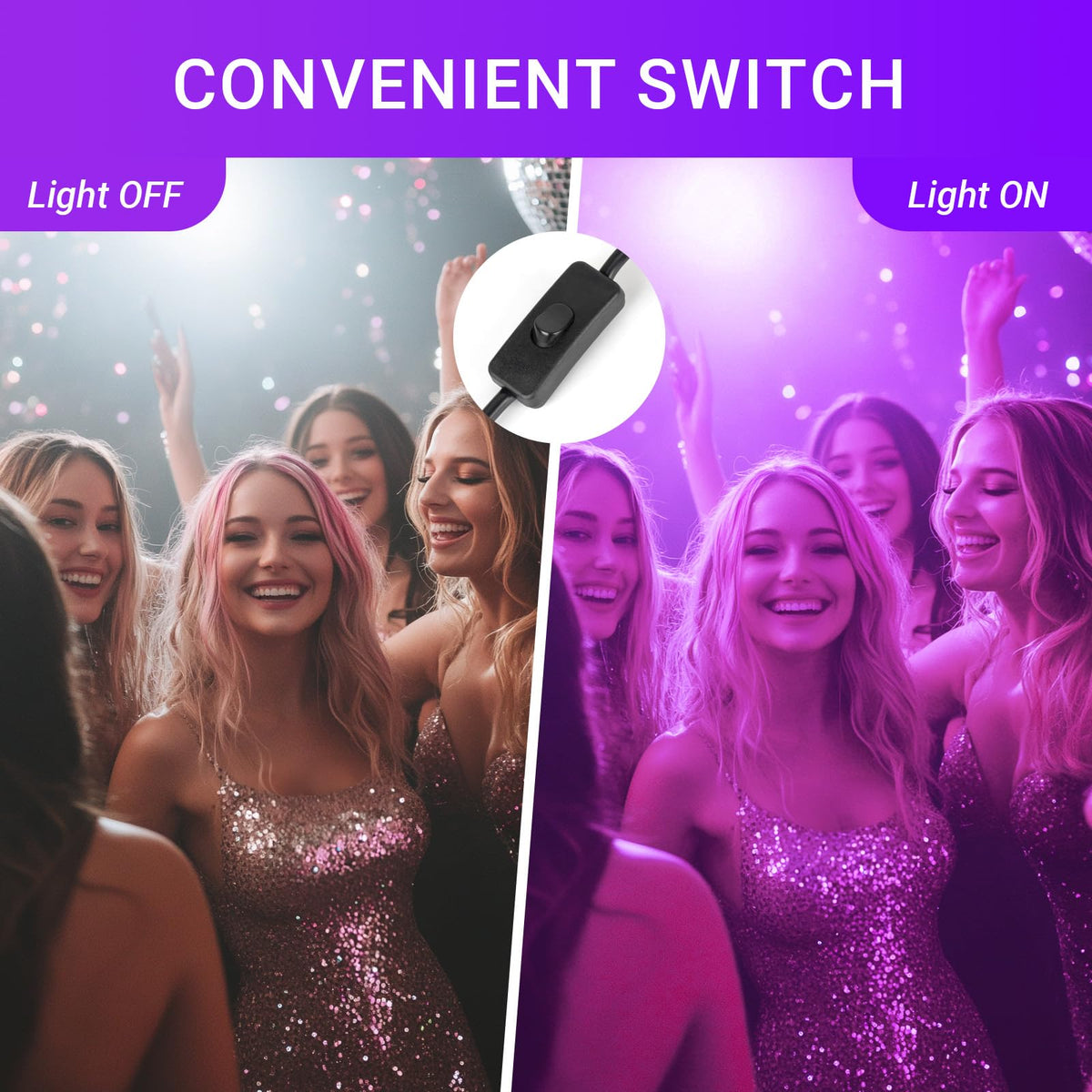 uwiner 2 Pack 40W LED Black Light IP66 Waterproof Flood Light with Plug & Switch – Outdoor Glow Party & Halloween Decor